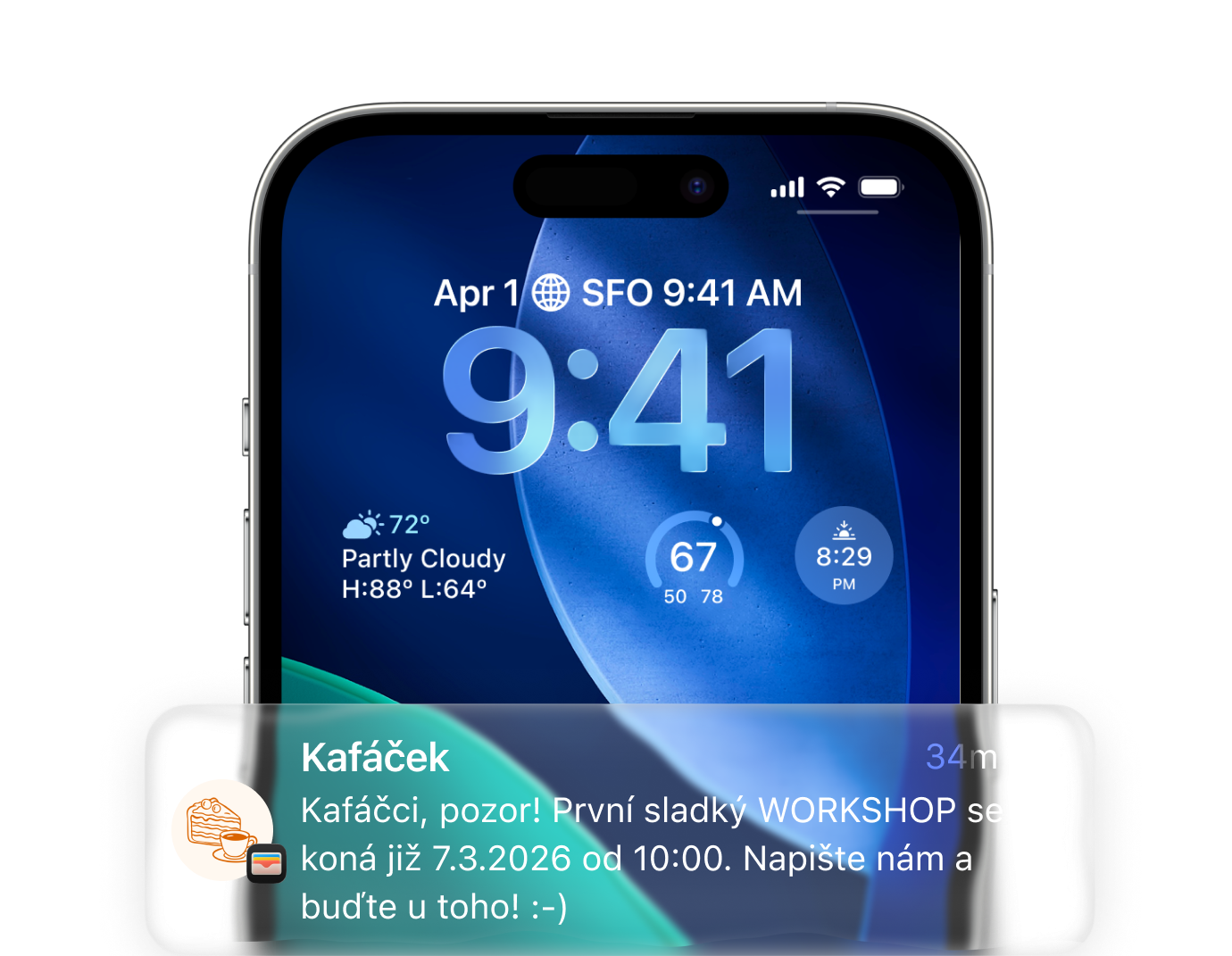 Push notifikace Walio na zamykací obrazovce iPhonu